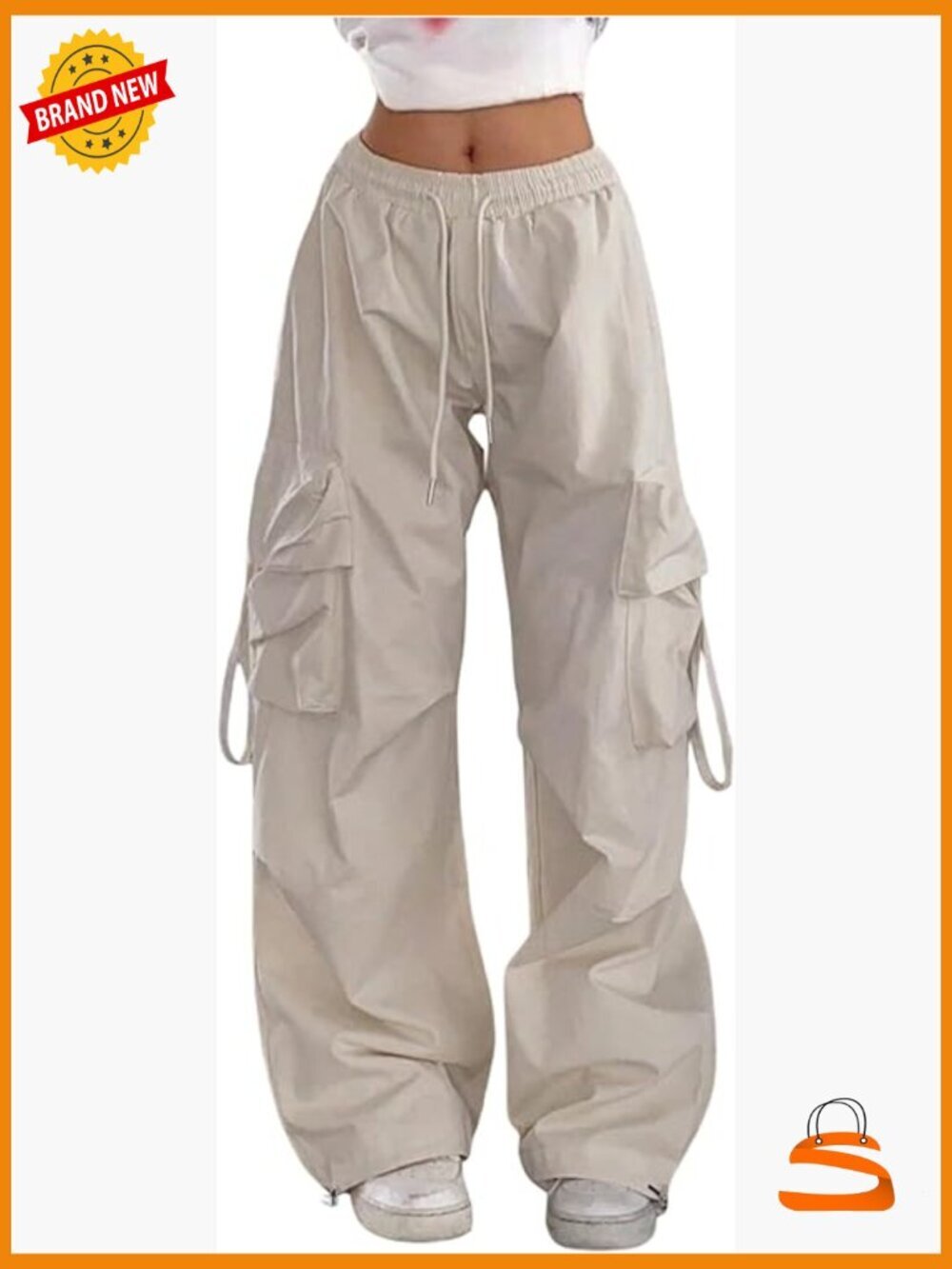 Baggy Cargo Parachute Pants Wide Leg Low Rise Dressy Hiking Track Pants Trousers
